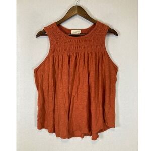 Earthy Terracotta Universal Thread Women Large Sleeveless Cotton Slub Tank Top